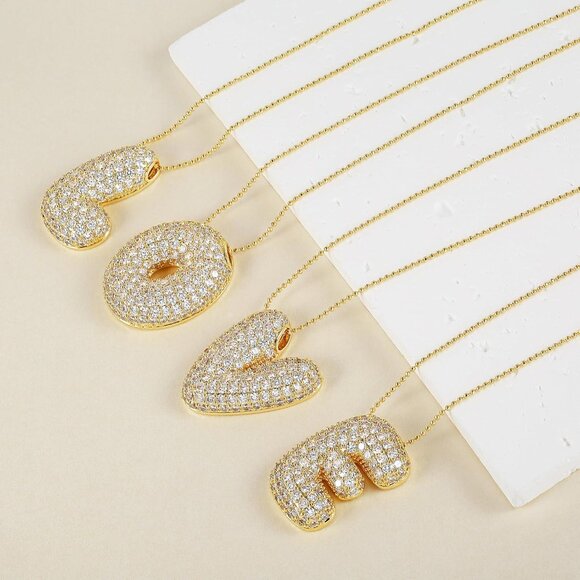 Luxurious Laser-Engraved Initial Necklace - Personalized Gift with 135 CZs - Picture 5 of 7